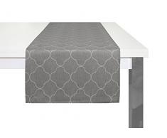 Adam Indian Cortezada Light Tischläufer, Bio Baumwolle, Dunkelgrau, 50 x 150 cm