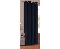 Vorhang Blickdicht Schal, Matte unifarbene Gardine mit Ãsen. Material aus Microsatin Micofaser-Gewebe. 225x140, Dunkelblau, 20405