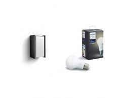 Philips Hue LED Wandleuchte Turaco für den Aussenbereich, dimmbar, warmweißes Licht, steuerbar via App & Philips Hue White E27 LED Lampe Erweiterung, dimmbar, warmweißes Licht