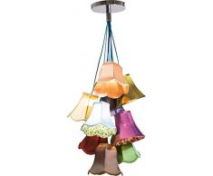 Kare Design Hängeleuchte Saloon Flowers, moderne Pendelleuchte im Retro-Stil, Design Wohnzimmerlampe mit bunten Lampenschirmen und Blumenmuster, Landhausstil, Bunt (H/B/T) 116x60x60cm