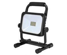 UNITEC LED Strahler mit Akku 20 Watt, 1600 Lumen, Inkl. Netzteil, wiederaufladbar, Baustrahler, 6500 Kelvin, Schwarz, IP54, Sicherheitsglas, Lithium-Ionen-Akku, Energieeffizienzklasse A+