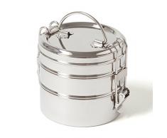 ECO Brotbox | Tiffin Swing | runde Lunchbox aus Edelstahl mit 3 Lagen, auslaufsicher | 1200 ml