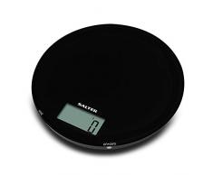 SALTER Mono Glas Küchenwaage, Leicht ablesbare LCD-Anzeige, gehärtete Glasplattform, Addier- und Wiegefunktion mit metrischen und imperialen Maßen, Aquatronikfunktion für ml oder fl.oz, schwarz
