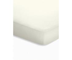schlafgut Jersey-Elasthan Topper Spannbetttuch, Baumwoll-Mischgewebe, wollweiß, 220 x 150 cm