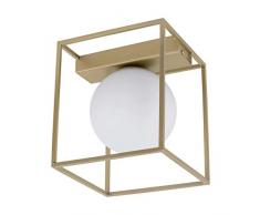 EGLO Deckenllampe Vallaspra, 1 flammige Deckenleuchte, Material: Stahl, Farbe: Champagner, Glas: weiß, opal-matt, Fassung: E14