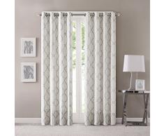 Madison Park Saratoga Ösenvorhang, mit Laubsägeaufdruck, für Wohnzimmer/Schlafzimmer Fensterplatte 50x108 elfenbeinfarben