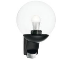 Steinel Außenwandleuchte L 585 schwarz, 180° Bewegungsmelder, Max. 12 m Reichweite, klassisch, mundgeblasenes Glas