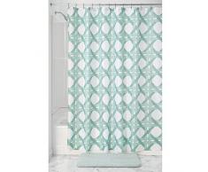 iDesign Raffia Lattice Textil Duschvorhang | 183 cm x 183 cm schnell trocknende Duschabtrennung | Vorhang aus Stoff für Badewanne und Duschwanne | Polyester grün