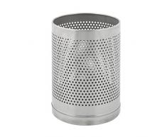 V-Part Perforierter runder Papierkorb, 10 Liter, Edelstahl matt