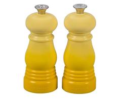Le Creuset Kleines Mühlenset, Salz- und Pfeffermühle, ABS-Kunststoff, Je 5 x 5 x 12,1 cm, Keramik-Mahlwerk, Citrus (Gelb)