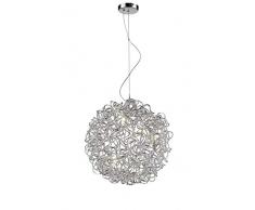 Trio Leuchten Pendelleuchte, Aluminium, G9, Aluminiumgeflecht Matt/Chrom, Pendel Durchmesser 50cm