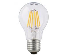 Hellum 206128 LED-Filament-Glühlampe A60, E27, 8W, entspricht 75 Watt, 1055 Lumen, klar, A++, warm-weiß 2700K, 330° Abstrahlwinkel, 25000 Stunden, innen und außen, Glas, 8 W, 6 x 6 x 11 cm
