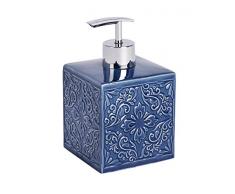 WENKO Seifenspender Cordoba - Flüssigseifen-Spender, Spülmittel-Spender Fassungsvermögen: 0,5 l, Keramik, 8,5 x 13 x 8,5 cm, blau