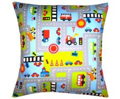 TryPinky TR-2014-33 Kissenhülle Auto Spielteppich, 40 x 40 cm, hellblau