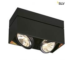SLV Halogen Deckenlampe KARDAMOD für eine effektvolle Innenbeleuchtung | Dreh- und schwenkbare Deckenleuchte, Decken-Strahler, Spot Innenleuchte | Zweiflammig, Eckig, Schwarz, G53, max 50W, E -A++