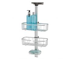 iDesign 50560EU Metro verstellbarer Dusch-Caddy zum Hängen über Die Badezimmertür, 30,8 x 19,9 x 66,5 cm, silber/rauchgrau, rostfreiem aluminium