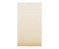 GARDINIA Plissee zum Klemmen, Blickdichtes Faltrollo, Alle Montage-Teile inklusive, EASYFIX Plissee verspannt mit zwei Bedienschienen, Elfenbein, 40 x 130 cm (BxH)