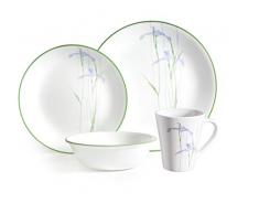 CORELLE Vitrelle Tafelservice aus Glas mit schattenfarbener Iris- und bruchsicherem Glas, Grün/Violett, 16-teilig