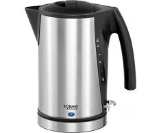 Bomann WKS 1356 CB Wasserkocher, 360° drehbare Steckverbindung, 1,7 Liter max, verdecktes Edelstahlheizelement, schwarz/inox