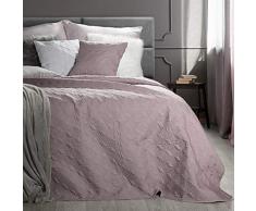 Eurofirany Decke Tagesdecke Dunkelrosa Bettüberwurf Überwurf Leuchtende Metall Naht Gesteppt Geometrische Muster Couchdecke Schlafzimmer Wohnzimmer Glamour Modern Chic, Polyester, 220cm x 240 cm
