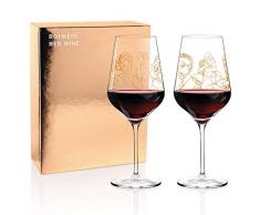 RITZENHOFF Wein-Ensemble Rotweinglas-Set von Burkhard Neie (Pan & Selene | Zeus & Leda), aus Kristallglas, 583 ml, mit echtem Gold