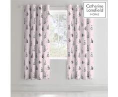Catherine Lansfield Woodland Friends Ösenvorhang, Polycotton, Rose, 66x72In