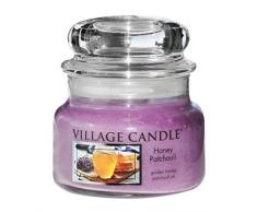Village Candle Honig und Patchouli kleine Duftkerze im Glas, 312 g, violett, 9.6 x 9.3 cm