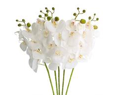 Htmeing Künstliche Schmetterlinge Orchidee Blume Kunstblumen Pflanze Zuhause Hochzeit Dekoration schneeweiß