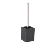 axentia Bürste Granada-Garnitur mit Toilettenbürste & Toilettenbürstenhalter-Design WC Bürstengarnitur Set Anthrazit Stehend Ohne Bohren, Edelstahl, Weiß/Anthrazit, 9.5 x 9.5 x 37 cm