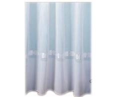 Linder 0360/10/343 Gardine, lang, Bordüre Eichenlaub, Kräuselband, 420 x 240 cm, Weiß