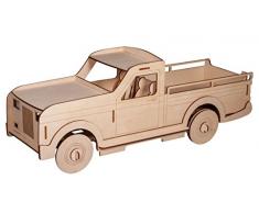 Rayher 62832000 Holzbausatz 3D Lastwagen groß,51x17,7x20,5cm, helles Birkenholz, Ladefläche 22x14 cm, Adventskalender, zum Bemalen, LKW aus Holz,FSC