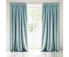 Eurofirany Vorhang Samt Velvet Seegrün mit Kräuselband 1 Stk. Edel Gardine Elegant Glatt Einfarbig Weich Wohnzimmer Schlafzimmer Lounge, Polyester, 140X270 cm