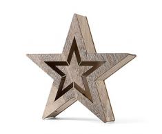 SnowEra LED Holzdekoration / Weihnachtsdekoration / Weihnachtsbeleuchtung mit 10 LED´s inkl. Batterien – Lichtfarbe: warm weiß | Form: Stern 1 - FSC 100 %
