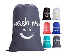 IHOMAGIC Wäschesack, groß, faltbar, Aufbewahrungstasche aus Nylon Gray-Smile Laundry Bag