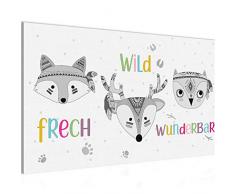 Bilder Kinderzimmer Tiere Wandbild 70 x 40 cm Vlies - Leinwand Bild XXL Format Wandbilder Wohnzimmer Wohnung Deko Kunstdrucke Weiß 1 Teilig - MADE IN GERMANY - Fertig zum Aufhängen 019714c