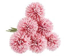 CQURE Unechte Blumen,Künstliche Blumen Deko Blumen Gefälschte Blumen Künstliche Hortensien kunstblumen Braut Hochzeitsblumenstrauß für Haus Garten Blumenschmuck 6 Köpfe（Dunkelrosa）