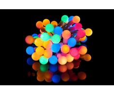 Plaights 50-er LED Lichterkette in bunt | Partylichterkette als Dekoration für den Sommer mit Timer Funktion | geeignet für außen, innen, Outdoor und Garten | Beleuchtung in Kugelform sorgt für die perfekte Partystimmung