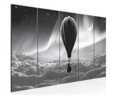Bilder Polarlicht Heissluftballon Wandbild 200 x 80 cm Vlies - Leinwand Bild XXL Format Wandbilder Wohnzimmer Wohnung Deko Kunstdrucke Grau 5 Teilig - MADE IN GERMANY - Fertig zum Aufhängen 608155c