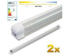 LEDVero 2x SMD LED Röhre 90 cm inklusive Fassung in warmweiss - Leuchtstoffröhre T8 G13 Tube transparent Abdeckung - Lichtleiste mit 14 W, 1400lm- montagefertig