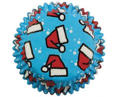 PME Backförmchen für Cupcakes aus Papier mit Nikolaushüten, Standardgröße, 60er Pack, Kunststoff, Mehrfarbig, 7 x 7 x 2.8 cm, 60-Einheiten