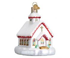 Old World Christbaumschmuck, Glas, geblasen, mit S-Haken und Geschenkbox, religiöse Kollektion Country Church