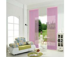 Gardinenbox.eu Schiebegardinen 2er-Set 855892-PINK Pack Schiebepanel, Flächenvorhang Uni mit Klettband incl. Paneelwagen, 100% Polyester, Pink, HxB 245x60 cm, 2