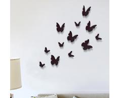 WALPLUS - 12 Stück 3D Schwarze Schmetterlinge Wand Sticker Heim Dekoration