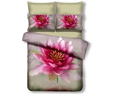 DecoKing 01370 Bettwäsche 155x220 cm mit 1 Kissenbezug 80x80 Amarant 3D Microfaser Bettbezug Rosa Blumenmuster rosa Stahl grau anthrazit Carino