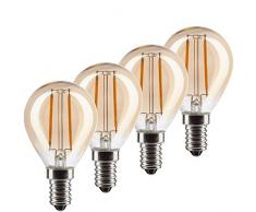 MÜLLER-LICHT 400196 A+, 4er-SET Retro-LED Lampe Miniglobe ersetzt 17W, Glas, E14, gold , 4.5 x 4.5 x 7.7 cm