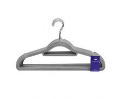 JVL Simple-Kollektion Velvet Touch platzsparend rutschfest Kleiderbügel 20 Stück, recyceltes ABS-Kunststoff, Nylon, Zink, grau, 41, 5 x 0,5 x 22,5 cm