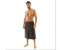 aqua-textil Wellness Saunakilt Herren 70 x 160 cm anthrazit Baumwolle Saunasarong Frottee Kilt kurzer Schnitt