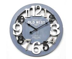 Rebecca Mobili Wohnzimmeruhr, Wanduhr, Holz MDF, Grau, modernes Design, Wohnaccessoire für Wohnbereich Wohnzimmer Küche - Maße: Ø 55 cm x B 4,5 cm - Art. RE4988