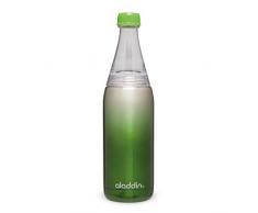 Aladdin Fresco Twist & Go Edelstahl-Isolierflasche für Kaltgetränke, 0.6 Liter, Grün, Geeignet für Kohlensäure / Sprudel, Thermoflasche Wasserflasche Kühlflasche