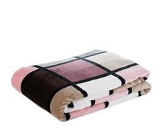 Gözze Cashmere-Feeling Wohn- und Kuscheldecke, Bedruckt, 150 x 200 cm, Altrosa/Taupe/Beere, Antigua, 40015-39-5020